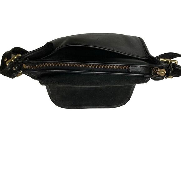 Vintage Coach Patricia Saddle Flap Bag Black Leather Crossbody Messenger 9951 - Picture 9 of 12